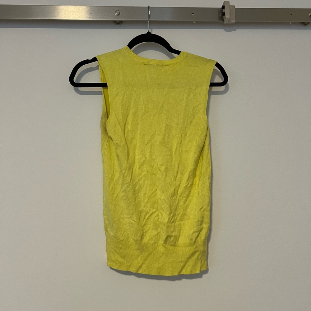 Zara Lemon Yellow Ribbed Knit Sweater Vest – Hi-Lo Hem, Size M